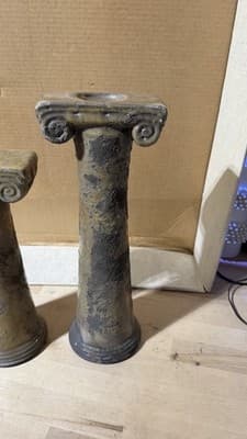 Evans Designs California Ceramic Column Candle Holders Pair Ionic Style - Thumbnail 8