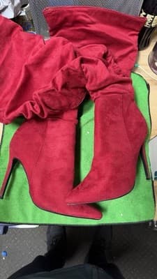 Red Over The Knee Boots Nadine Size 8.5 EU 39 Stiletto Heels - Thumbnail 7