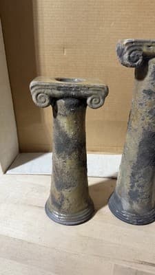 Evans Designs California Ceramic Column Candle Holders Pair Ionic Style - Thumbnail 9