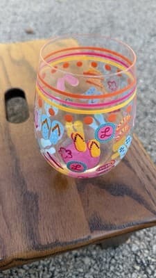 Lolita Wine Glass Flip Flops Too Hand Painted Colorful Fun Glass