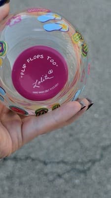 Lolita Wine Glass Flip Flops Too Hand Painted Colorful Fun Glass - Thumbnail 5