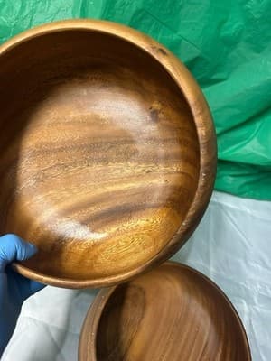 Set of 2 Acacia Wood Serving Bowls Natural Wooden Salad Bowls - Thumbnail 5