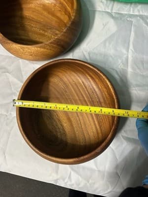 Set of 2 Acacia Wood Serving Bowls Natural Wooden Salad Bowls - Thumbnail 9