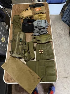 Lot of 12 Tactical MOLLE Pouches / Holsters / Accessories – Mixed Colors