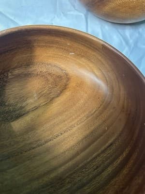 Set of 2 Acacia Wood Serving Bowls Natural Wooden Salad Bowls - Thumbnail 3