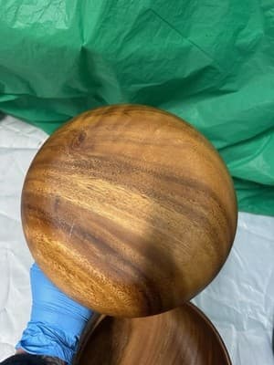 Set of 2 Acacia Wood Serving Bowls Natural Wooden Salad Bowls - Thumbnail 6