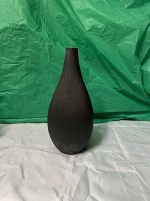 Modern Dark Brown Ceramic Vase Wood Look Minimalist Decor Thailand 12”