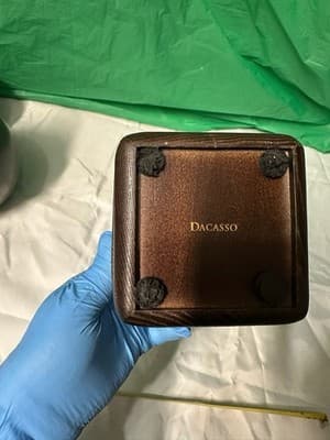 Dacasso Wooden Square Desk Organizer Pen Holder Dark Wood Office Accessory - Thumbnail 4