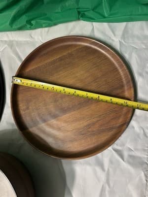 Serving Bowl & Round Tray Set Wood Look Finish Modern Kitchen Decor Used - Thumbnail 8