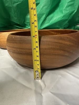 Set of 2 Acacia Wood Serving Bowls Natural Wooden Salad Bowls - Thumbnail 10