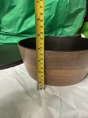 Serving Bowl & Round Tray Set Wood Look Finish Modern Kitchen Decor Used - Thumbnail 7