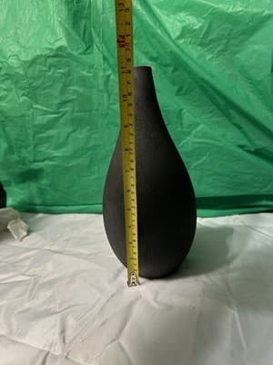 Modern Dark Brown Ceramic Vase Wood Look Minimalist Decor Thailand 12” - Thumbnail 5