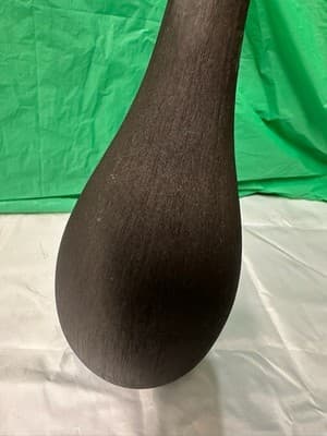 Modern Dark Brown Ceramic Vase Wood Look Minimalist Decor Thailand 12” - Thumbnail 2