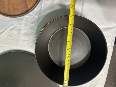 Serving Bowl & Round Tray Set Wood Look Finish Modern Kitchen Decor Used - Thumbnail 6