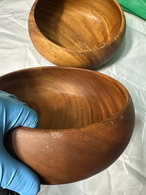 Set of 2 Acacia Wood Serving Bowls Natural Wooden Salad Bowls - Thumbnail 7