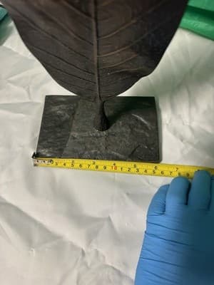 Crate & Barrel Mango Leaf Metal Sculpture Black Modern Home Decor Accent Stand - Thumbnail 7