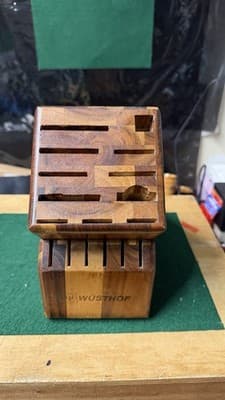 Wüsthof Wooden Knife Block Storage Holder Countertop Organizer Damaged