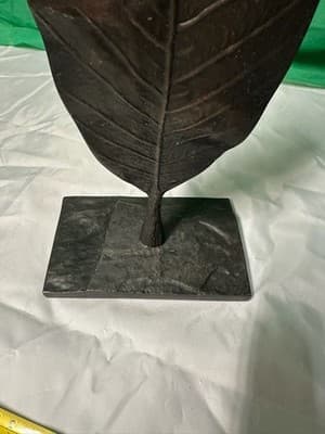 Crate & Barrel Mango Leaf Metal Sculpture Black Modern Home Decor Accent Stand - Thumbnail 3