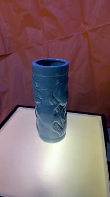 Blue Ceramic Tiki Mug – Mermaid Design – 8” Tall – Vintage Style - Thumbnail 2