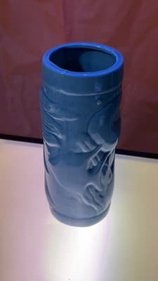 Blue Ceramic Tiki Mug – Mermaid Design – 8” Tall – Vintage Style - Thumbnail 4