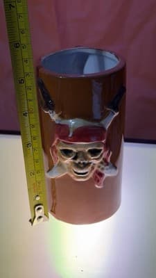 Pirate Tiki Mug – Brown Ceramic – DW542 – 7.5” Tall – Skull & Pirate Design - Thumbnail 7
