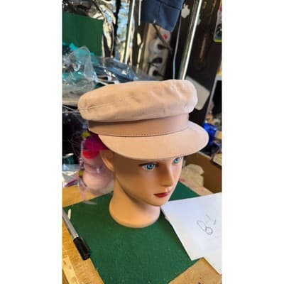 Don Paris Women Beige Baker Boy Newsboy Hat Lambskin Leather Trim Size S - Thumbnail 3