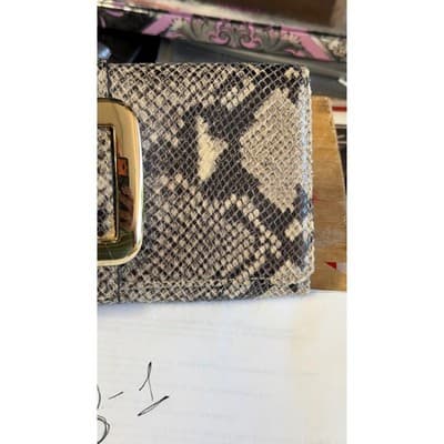 Michael Kors Sutton Large Clutch Dark Sand Snakeskin Leather Buckle 30H01SOC3E - Thumbnail 6