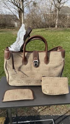 Dooney & Bourke DB Signature Canvas Double Handle Tote Bag Set New - Thumbnail 2