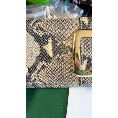 Michael Kors Sutton Large Clutch Dark Sand Snakeskin Leather Buckle 30H01SOC3E - Thumbnail 7
