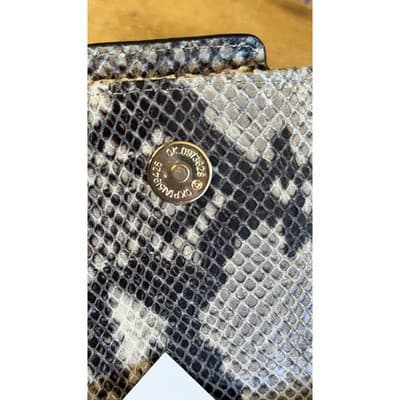 Michael Kors Sutton Large Clutch Dark Sand Snakeskin Leather Buckle 30H01SOC3E - Thumbnail 11