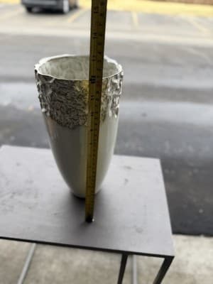 Vintage Mid Century Modern Ceramic Vase Textured Brown Cream Brutalist Style - Thumbnail 3