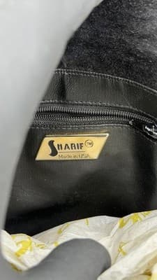 Vintage Sharif Black Leather Suede Patchwork Shoulder Bag Made in USA - Thumbnail 9