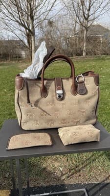 Dooney & Bourke DB Signature Canvas Double Handle Tote Bag Set New - Thumbnail 4