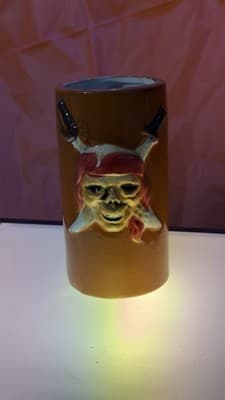 Pirate Tiki Mug – Brown Ceramic – DW542 – 7.5” Tall – Skull & Pirate Design - Thumbnail 3