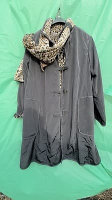 Dennis Basso Coat 1X Black Reversible Leopard Faux Fur Jacket Womens