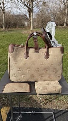 Dooney & Bourke DB Signature Canvas Double Handle Tote Bag Set New - Thumbnail 9