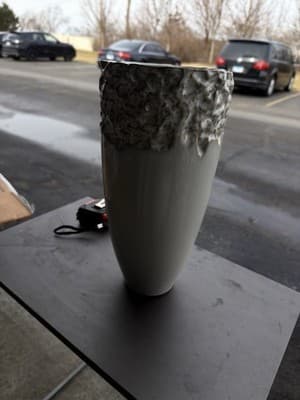 Vintage Mid Century Modern Ceramic Vase Textured Brown Cream Brutalist Style