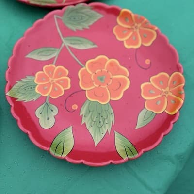 Temp-tations by Tara Poppy Red 10” Plates Set of 4 Floral - Thumbnail 2