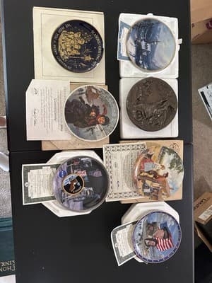 Vintage Collectible Decorative Plate Set – Christmas, Americana, NASA Apollo