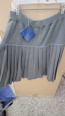 Portfolio 100% Wool Pleated Skirt Gray Size M NWT Classic Midi