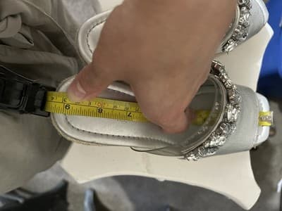 Karl Lagerfeld Paris Silver Espadrille Wedge Sandals with Rhinestones Sz 6.5 - Thumbnail 2