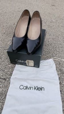 Calvin Klein Black Patent Leather Pumps Heels Size 5.5M Classic
