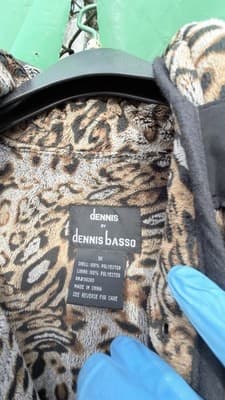 Dennis Basso Coat 1X Black Reversible Leopard Faux Fur Jacket Womens - Thumbnail 3