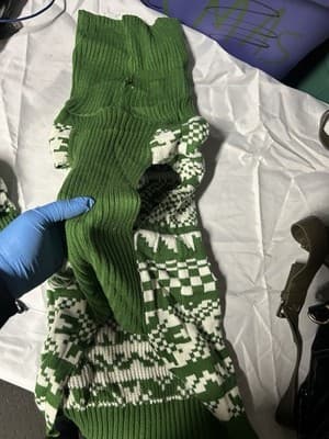 Green Nordic Dog Sweater & Hat Set Knit Winter Warm Reindeer Pattern - Thumbnail 2