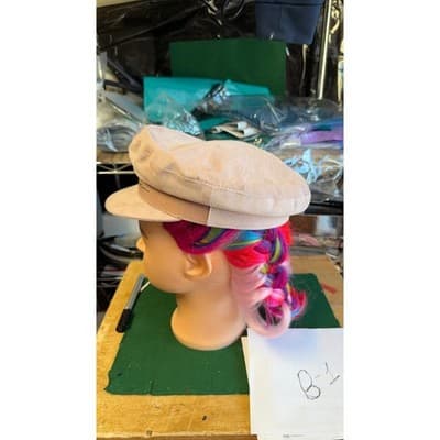 Don Paris Women Beige Baker Boy Newsboy Hat Lambskin Leather Trim Size S - Thumbnail 4