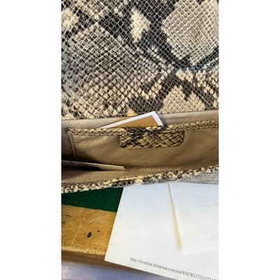 Michael Kors Sutton Large Clutch Dark Sand Snakeskin Leather Buckle 30H01SOC3E - Thumbnail 9
