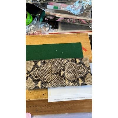 Michael Kors Sutton Large Clutch Dark Sand Snakeskin Leather Buckle 30H01SOC3E - Thumbnail 8