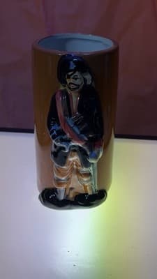 Pirate Tiki Mug – Brown Ceramic – DW542 – 7.5” Tall – Skull & Pirate Design - Thumbnail 2