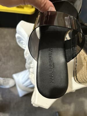 Karl Lagerfeld Paris Cortney Wedge Espadrille Sandals – Black Clear Strap – Size - Thumbnail 2