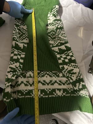 Green Nordic Dog Sweater & Hat Set Knit Winter Warm Reindeer Pattern - Thumbnail 3